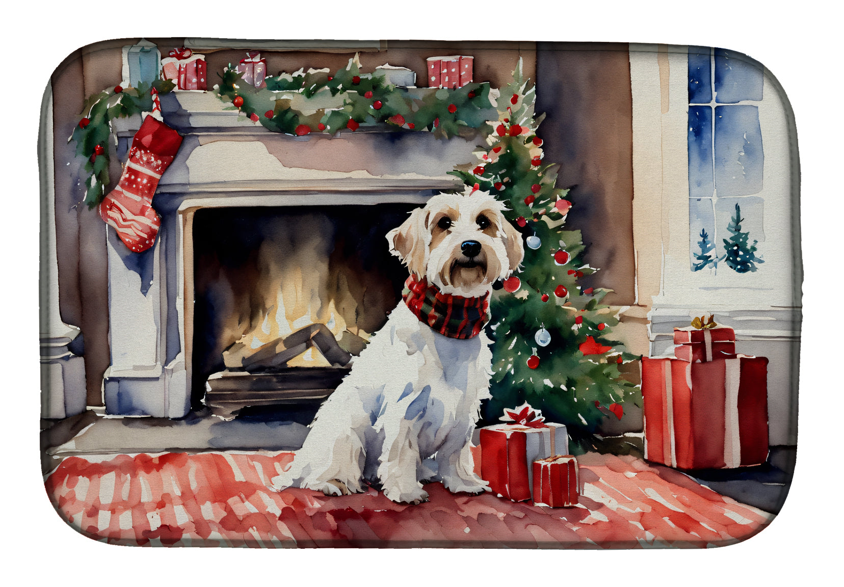 Sealyham Terrier Cozy Christmas Dish Drying Mat