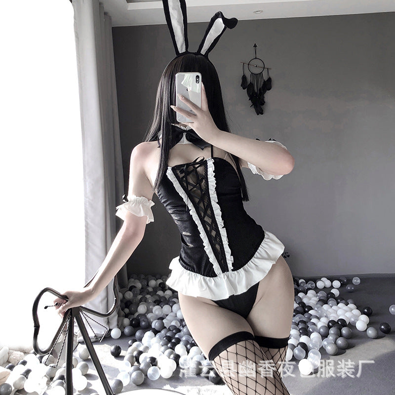 Lingerie Set - Cute Bunny Girl Costume with Mini Skirt