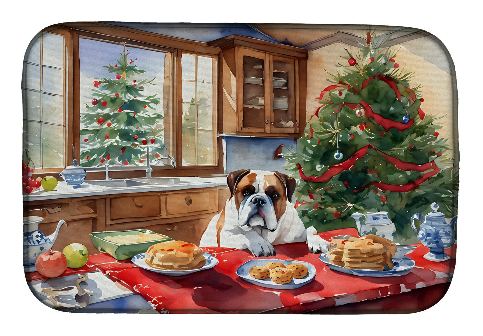 Boxer Christmas Cookies Dish Drying Mat