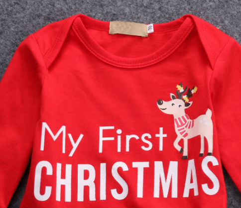 Children's Christmas Romper Set with Long Pants & Sleeves
