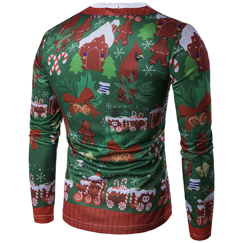 3D Christmas Tree Men's Long Sleeve T-Shirt with Tie | Streetwear