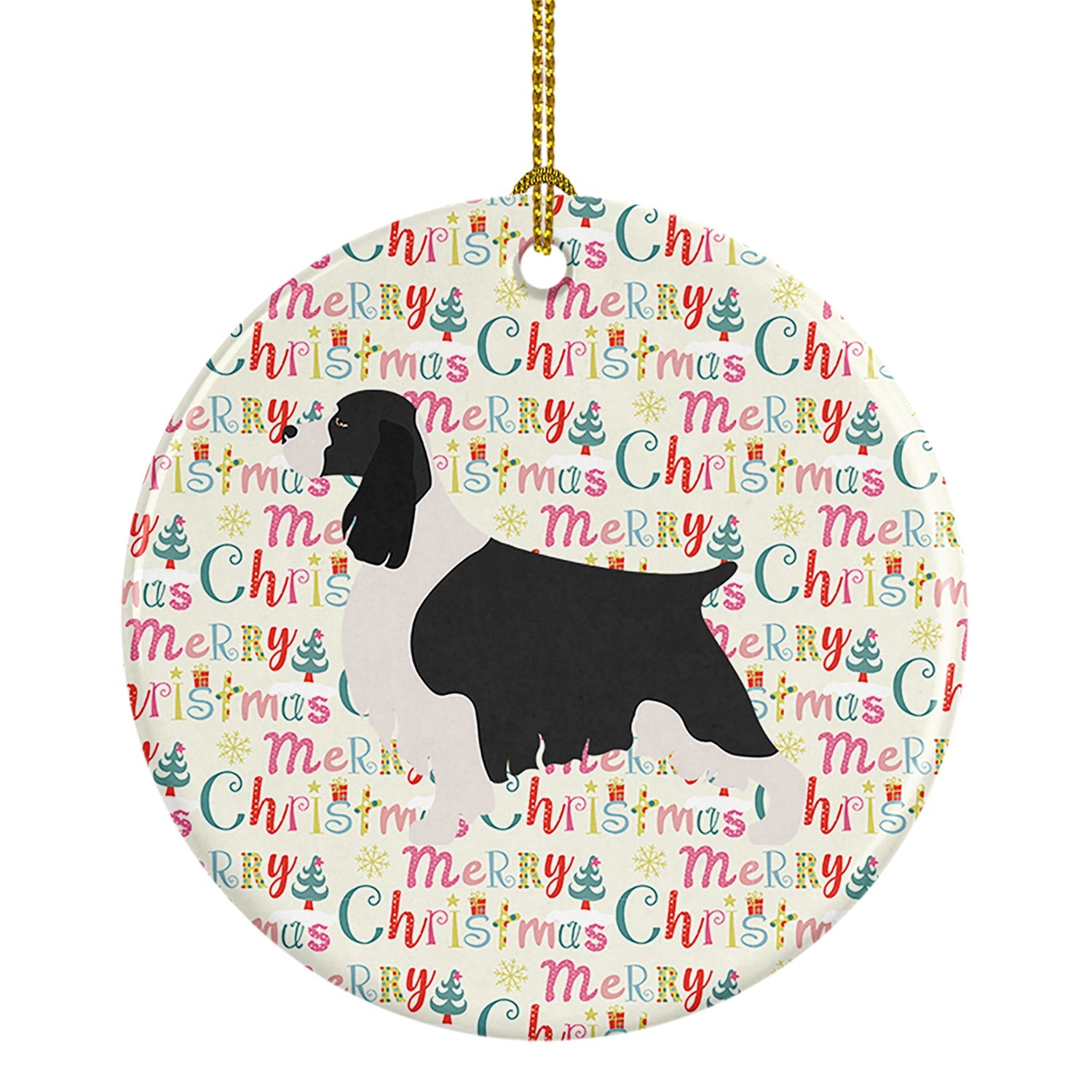 English Springer Spaniel Merry Christmas Ceramic Ornament