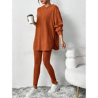 Autumn Solid Stripe Loose Hoodie Set