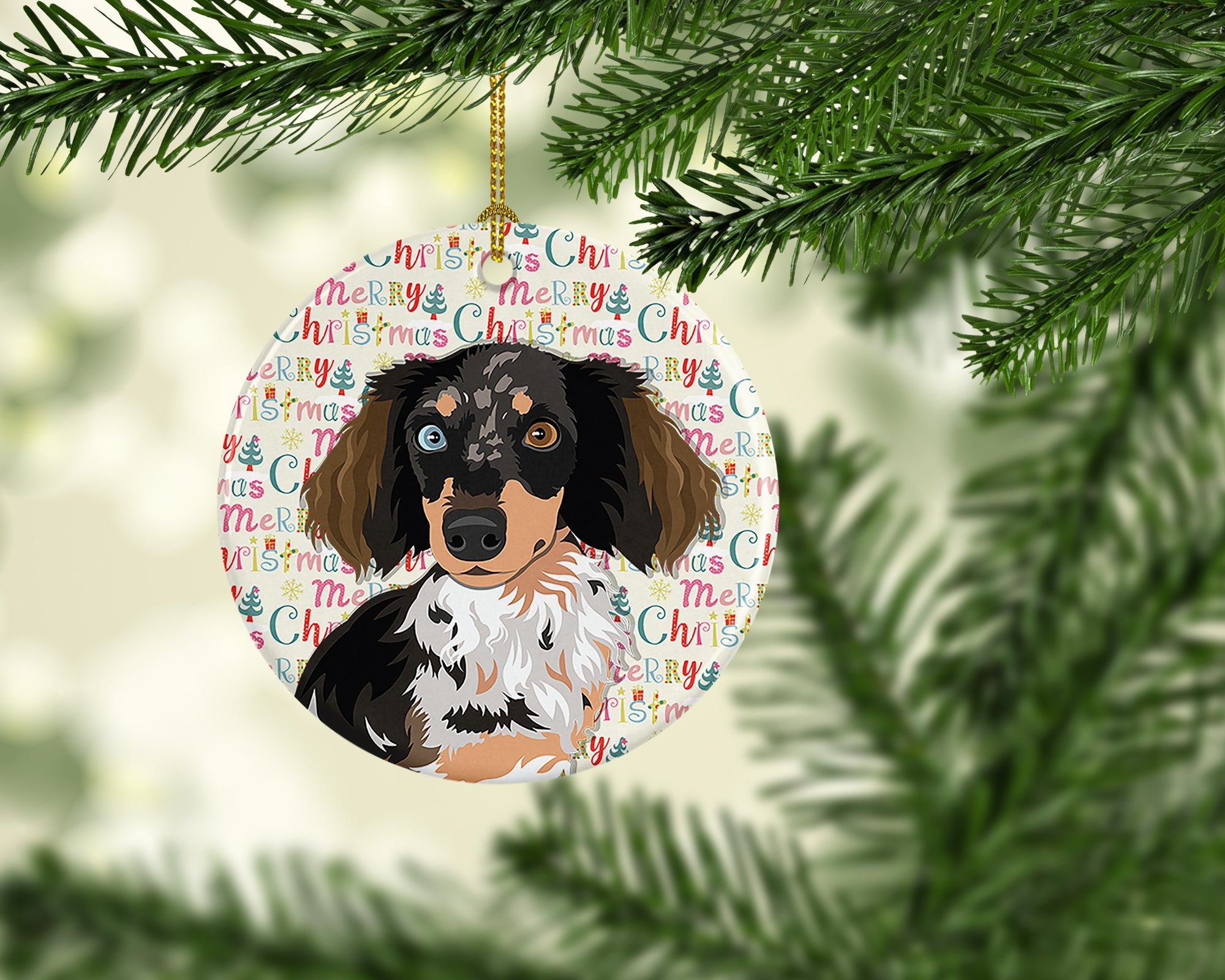 Chihuahua Dapple #1 Christmas Ceramic Ornament