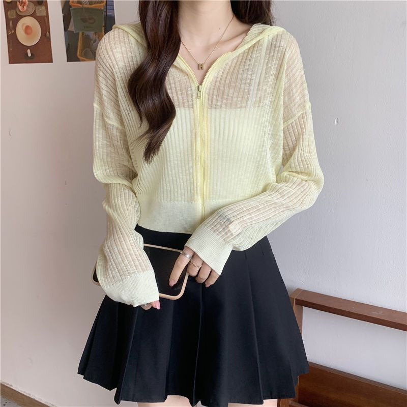 Lucyever Candy-Color Women's Summer Knit Cardigan Top