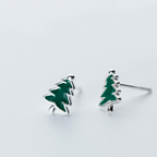 Silver Christmas Tree Stud Earrings for Women