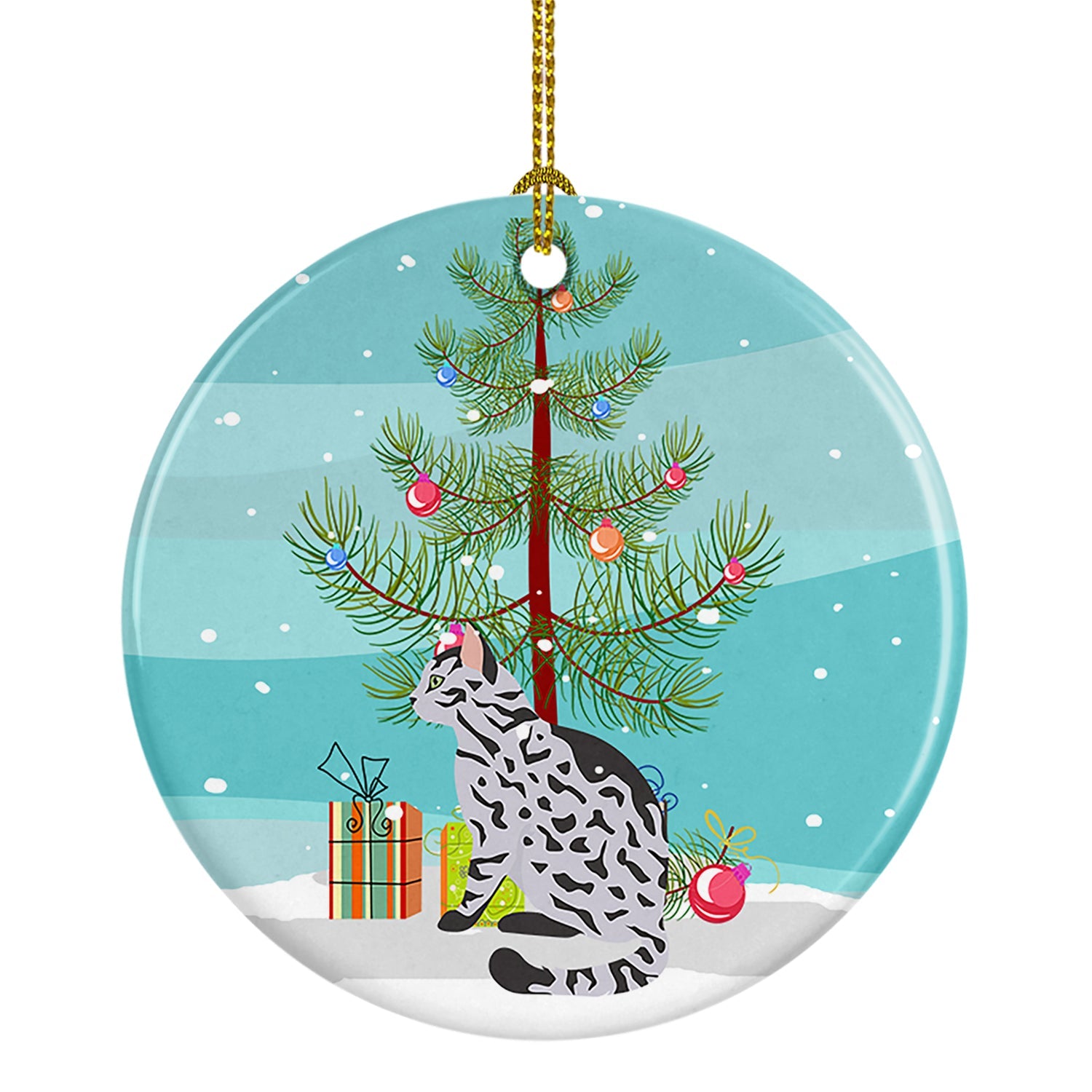 Serengeti Cat Christmas Ceramic Ornament