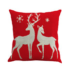 Christmas Pillow Cover with Reindeer and Santa Design