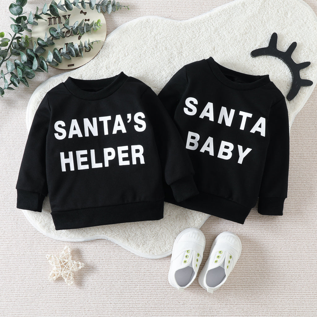 Children's Christmas Sweater with Letter Print Design