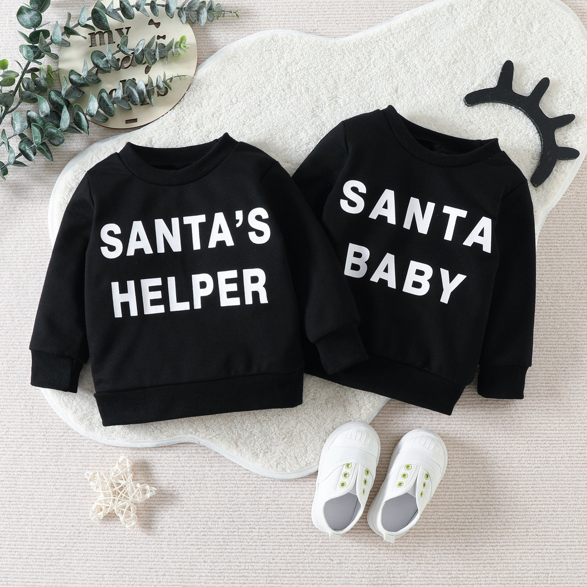 Children's Christmas Sweater with Letter Print Design