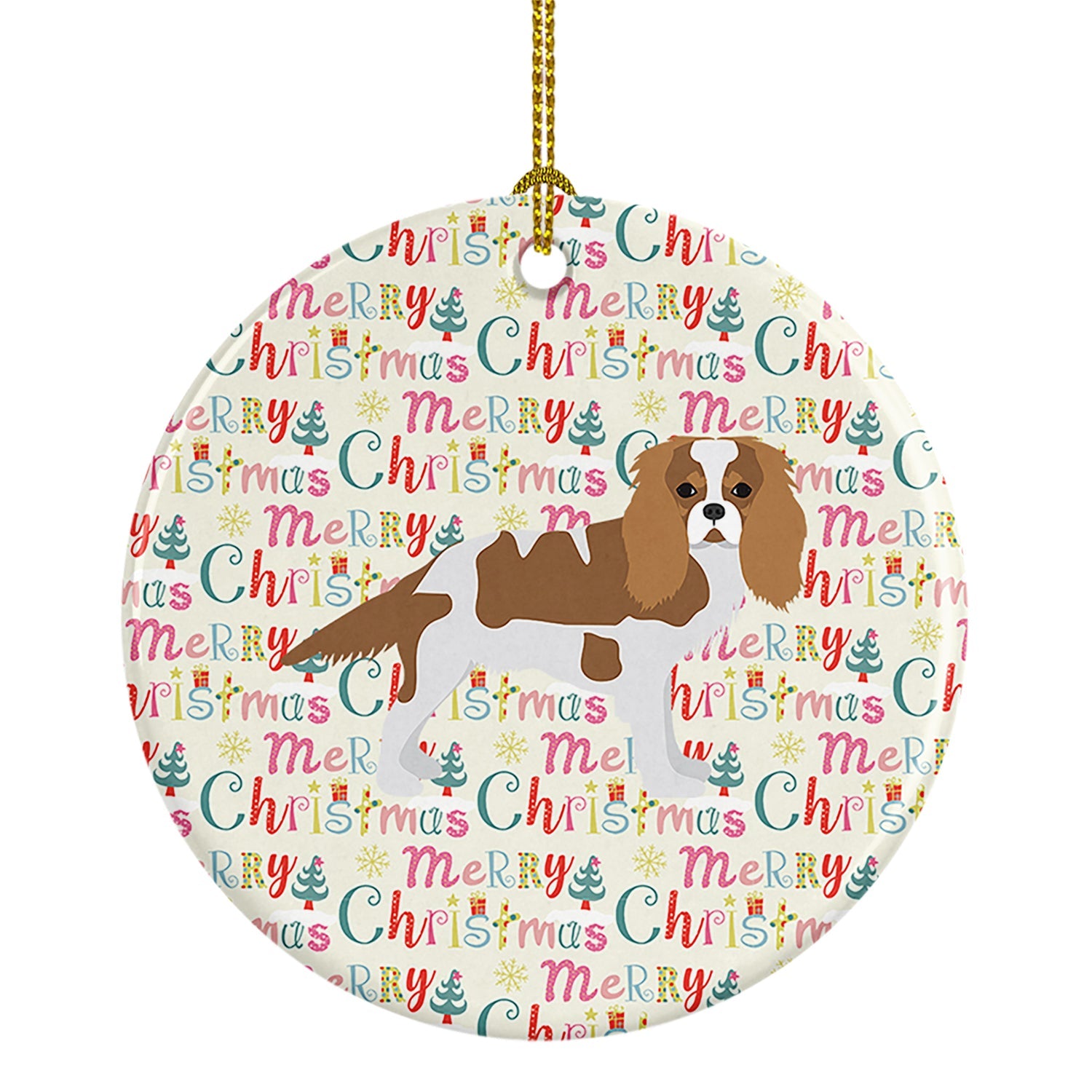 Blenheim Cavalier Spaniel Merry Christmas Ceramic Ornament