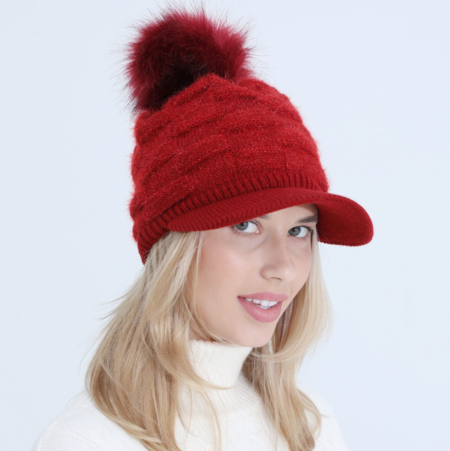 Thick Jacquard Square Knit Wool Warm Hat | Embroidered Cap