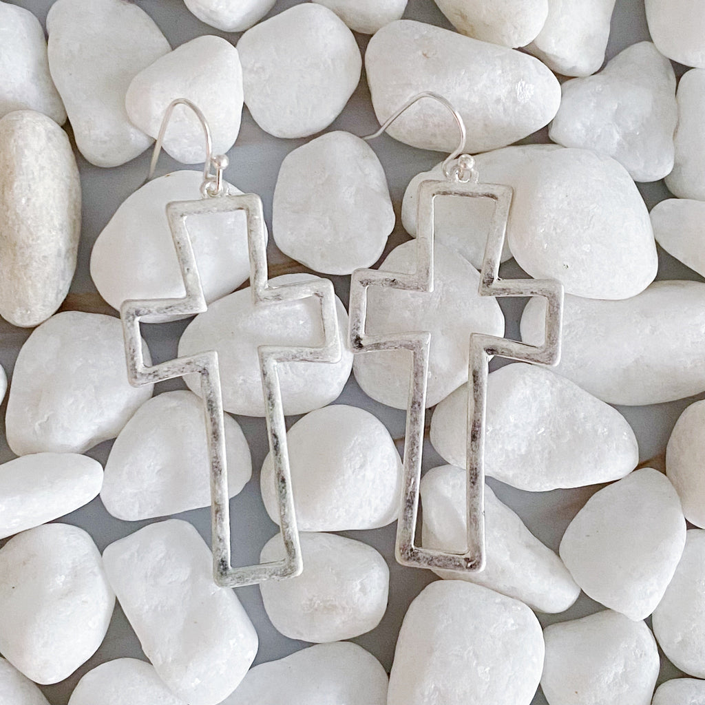 Dangle Cross Outlined Earrings | Christian Jewelry