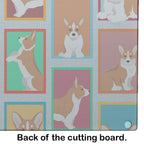 Lots of Red Cardigan Corgi Glass Cutting Board