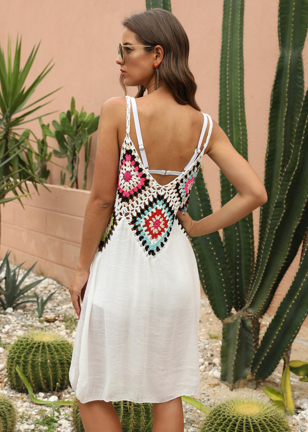 Women's Crochet Cover-Up Beach Dress with Lace Details