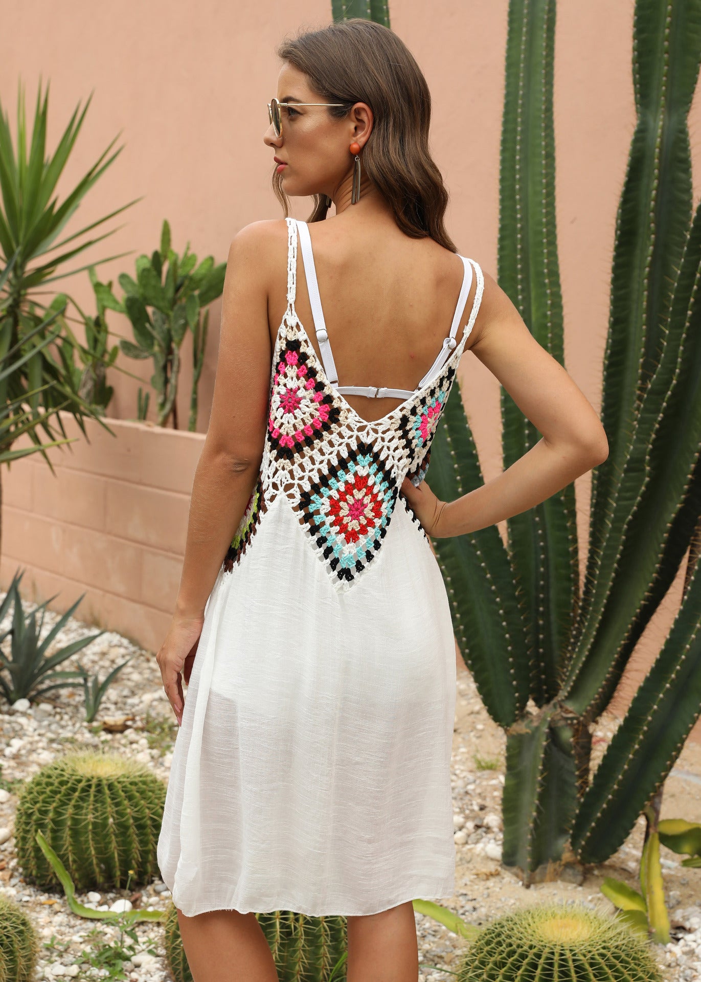 Women's Crochet Cover-Up Beach Dress with Lace Details