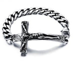 Titanium Steel Crucifix Cross Chain Bracelet