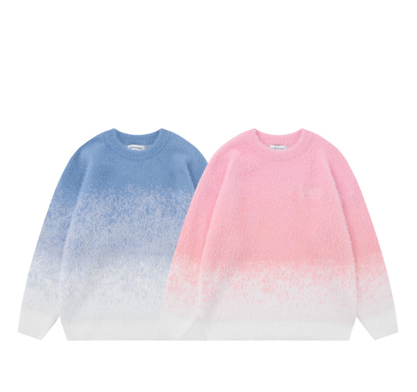 Men's Round Neck Gradient Pullover Sweater for Fall/Winter | Streetwear