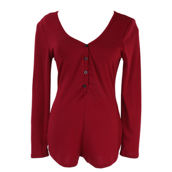 V-Neck Cotton Long Sleeve Bodysuit