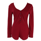 V-Neck Cotton Long Sleeve Bodysuit