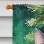 Korat Cat By the Christmas Tree House Flag