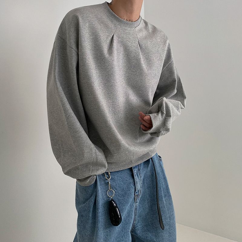 2023 Solid Color Long Sleeve Sweatshirt for Men (One) | Streetwear