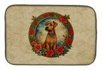Irish Terrier Christmas Flowers Dish Drying Mat