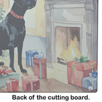 Labrador Retriever Cozy Christmas Glass Cutting Board