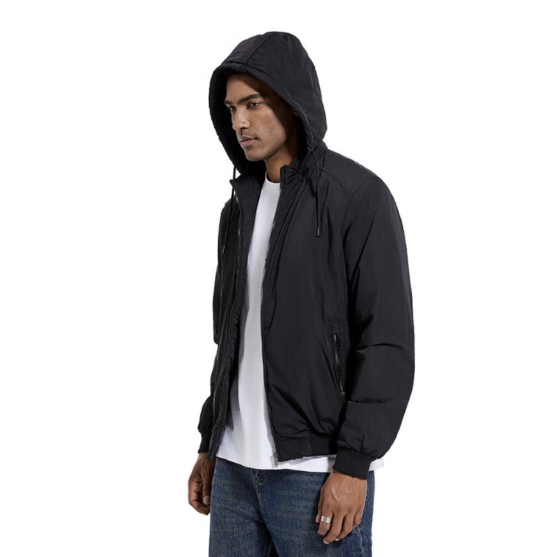 Men's Casual Thin Cotton Hooded Jacket - Large Size