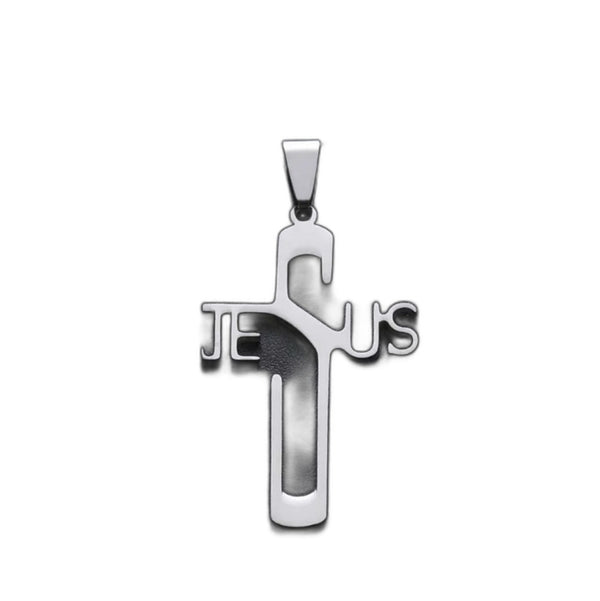 Stainless Steel JESUS Cross Pendant Necklace | Christian Jewelry