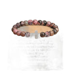 Rhodonite Beaded Cross Bracelet - Gift for Daughter