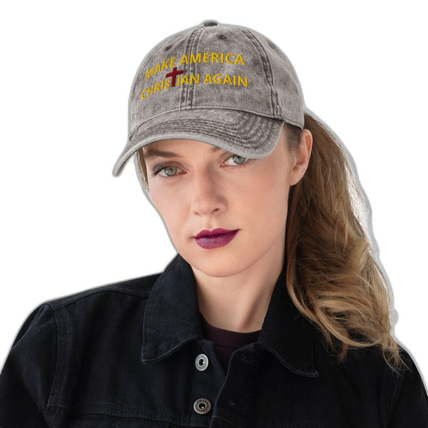 Anointed Attire MACA Vintage Christian Hat Grey - Make America Christian Again